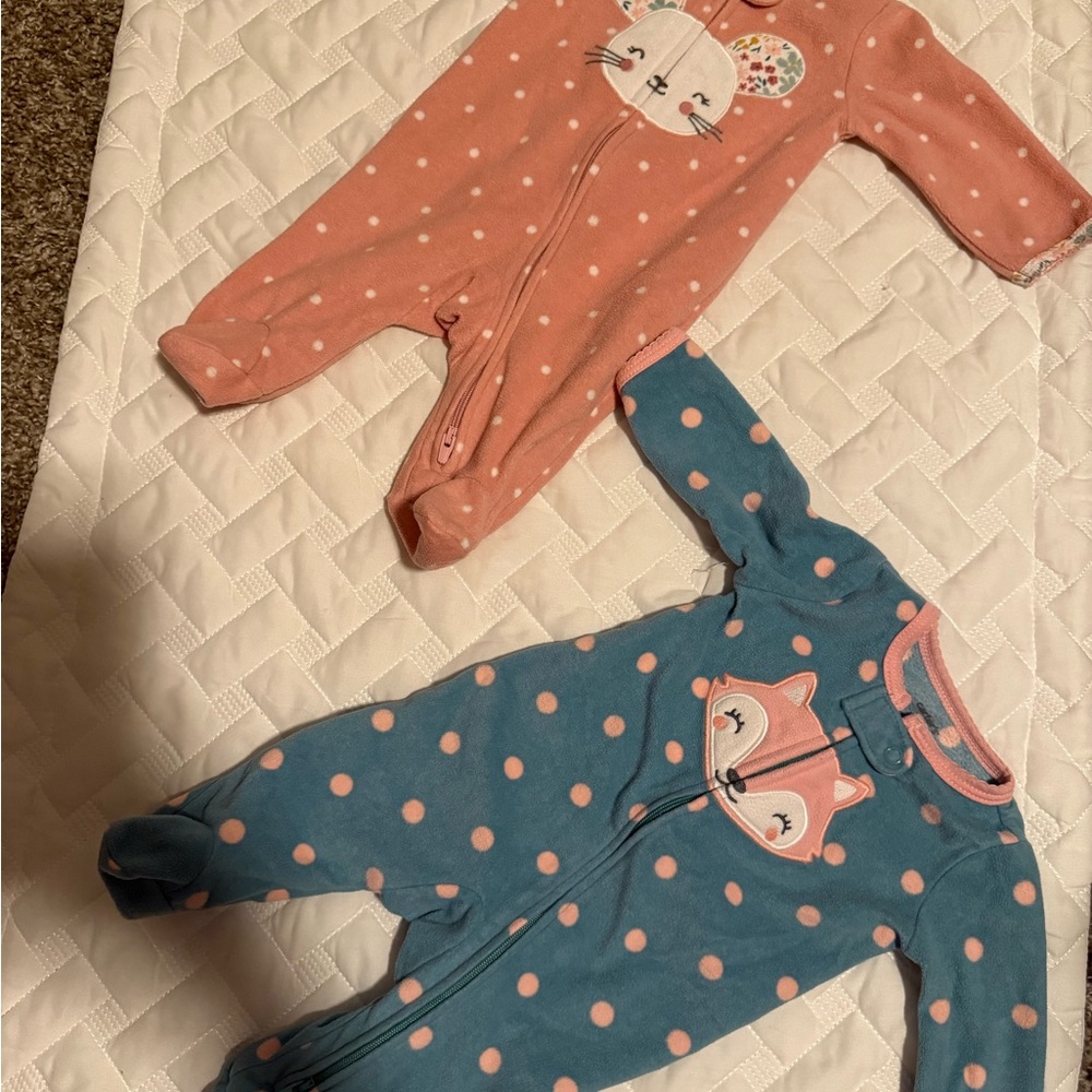 Carter's Pink and Blue Animal Print Footies 2 set